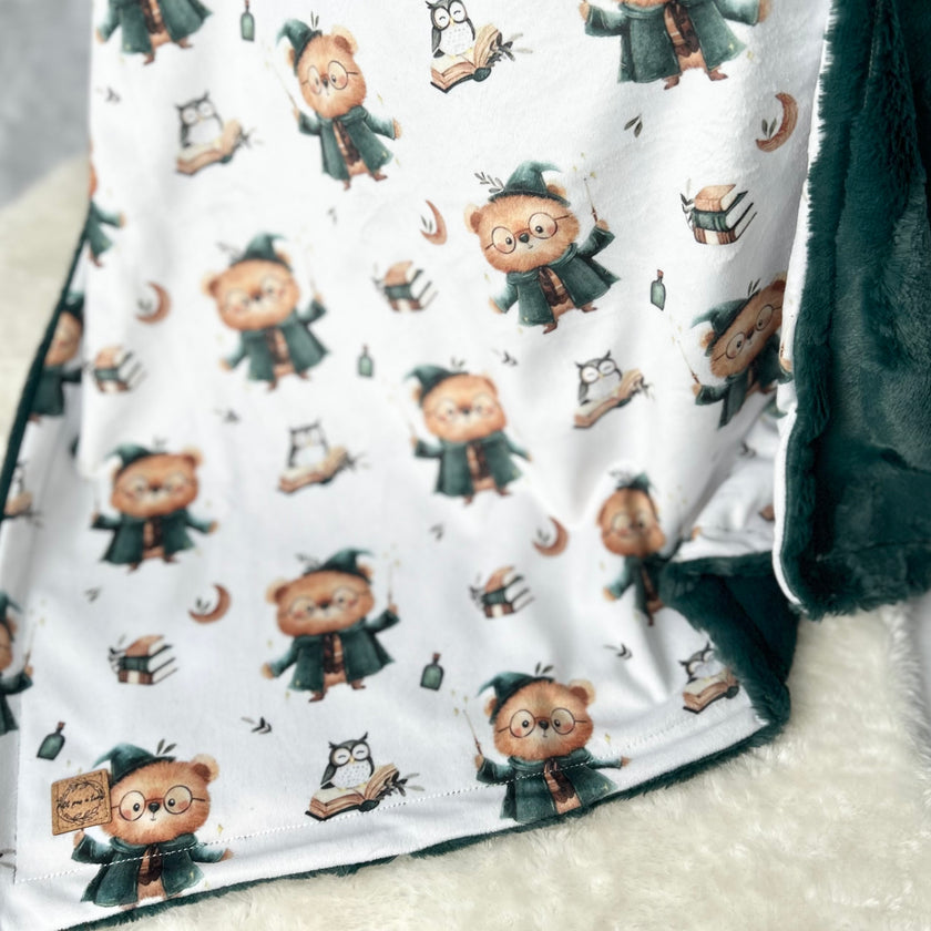 Couverture minky / fourrure - Oursons magiciens