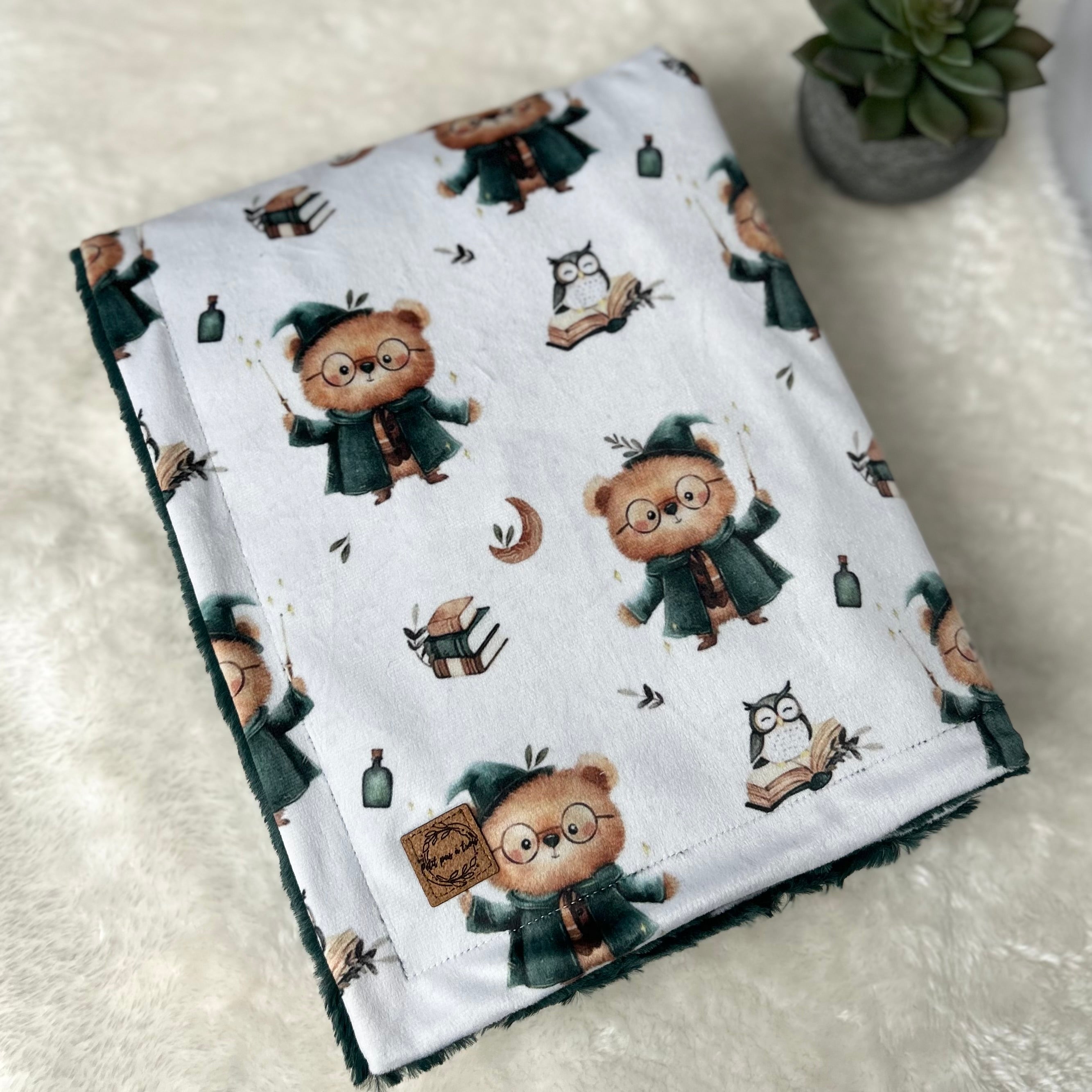 Couverture minky / fourrure - Oursons magiciens