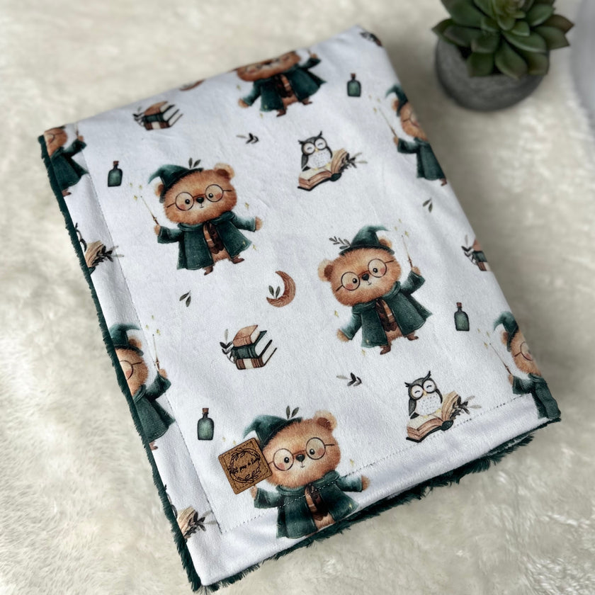 Couverture minky / fourrure - Oursons magiciens