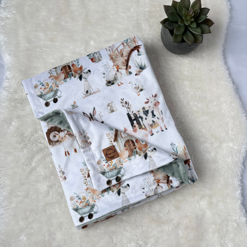 Couverture en minky - Ferme pastel