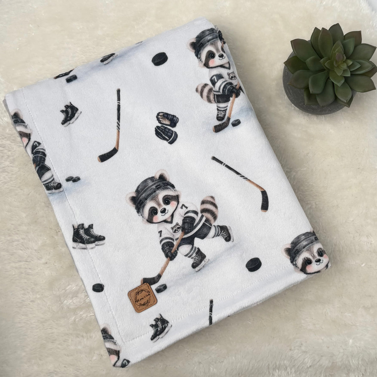 Couverture en minky - Raton hockeyeur