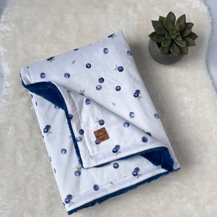 Couverture minky/fourrure - Petits bleuets
