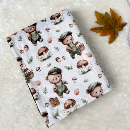 Couverture en minky - Ourson forestier
