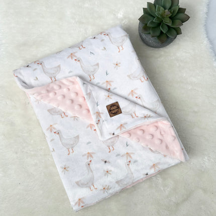 Couverture en minky - Oies fleuris