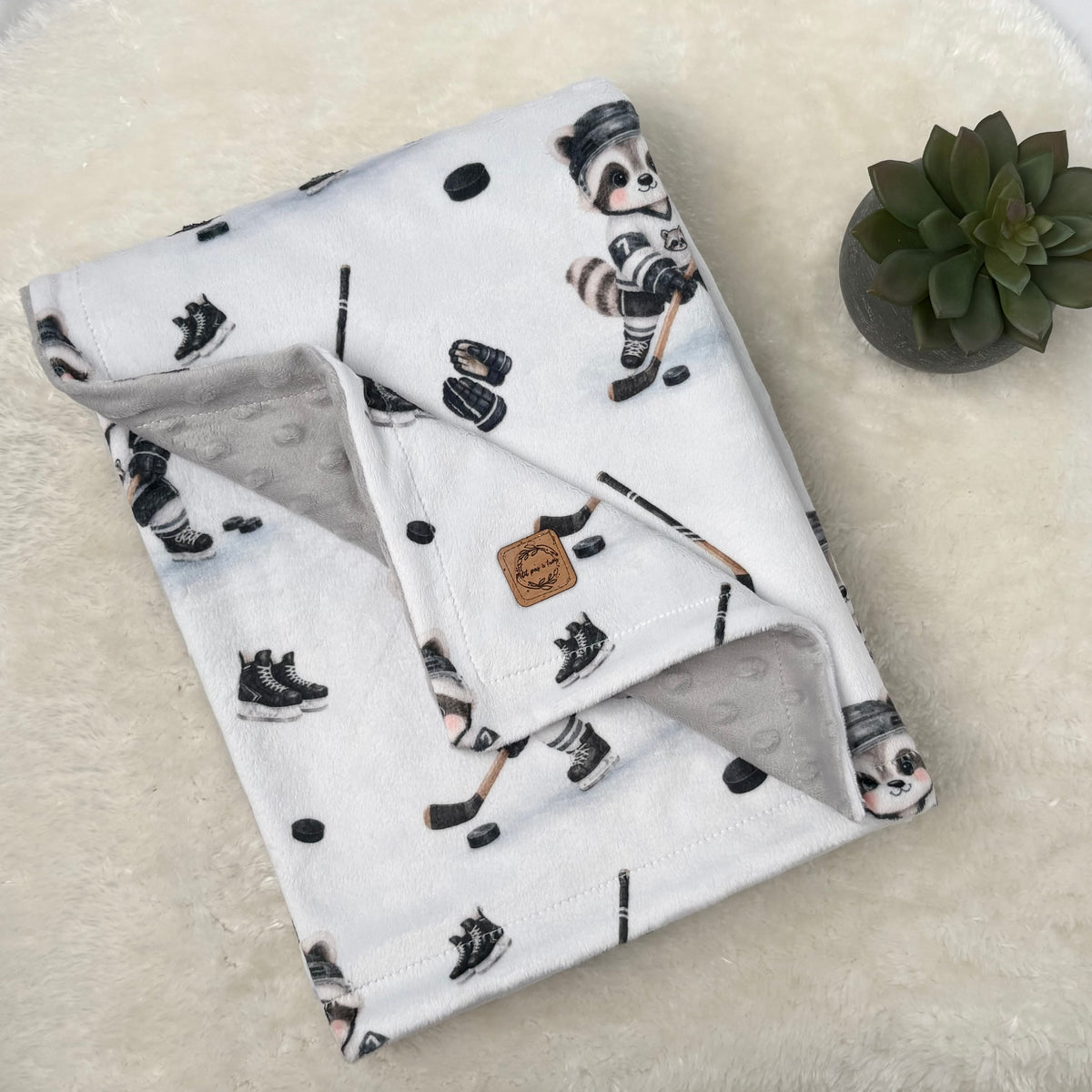Couverture en minky - Raton hockeyeur