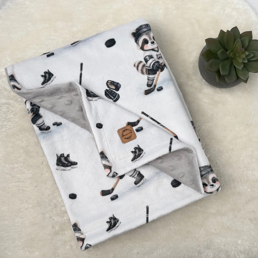 Couverture en minky - Raton hockeyeur