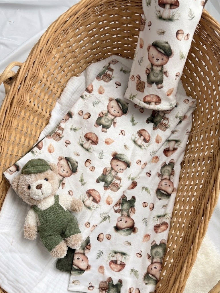 Couverture en minky - Ourson forestier
