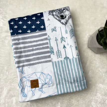 Couverture en minky - Loup style courte-pointe