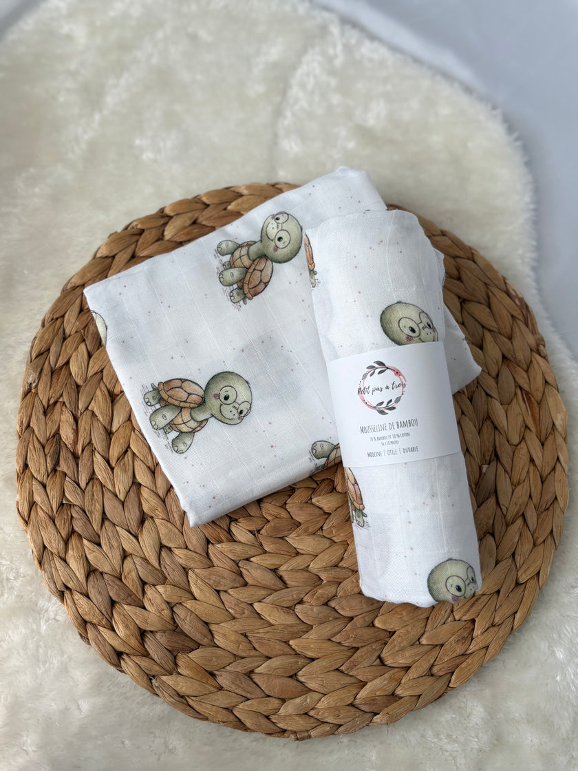 Mousseline de bambou - Tortue studieuse