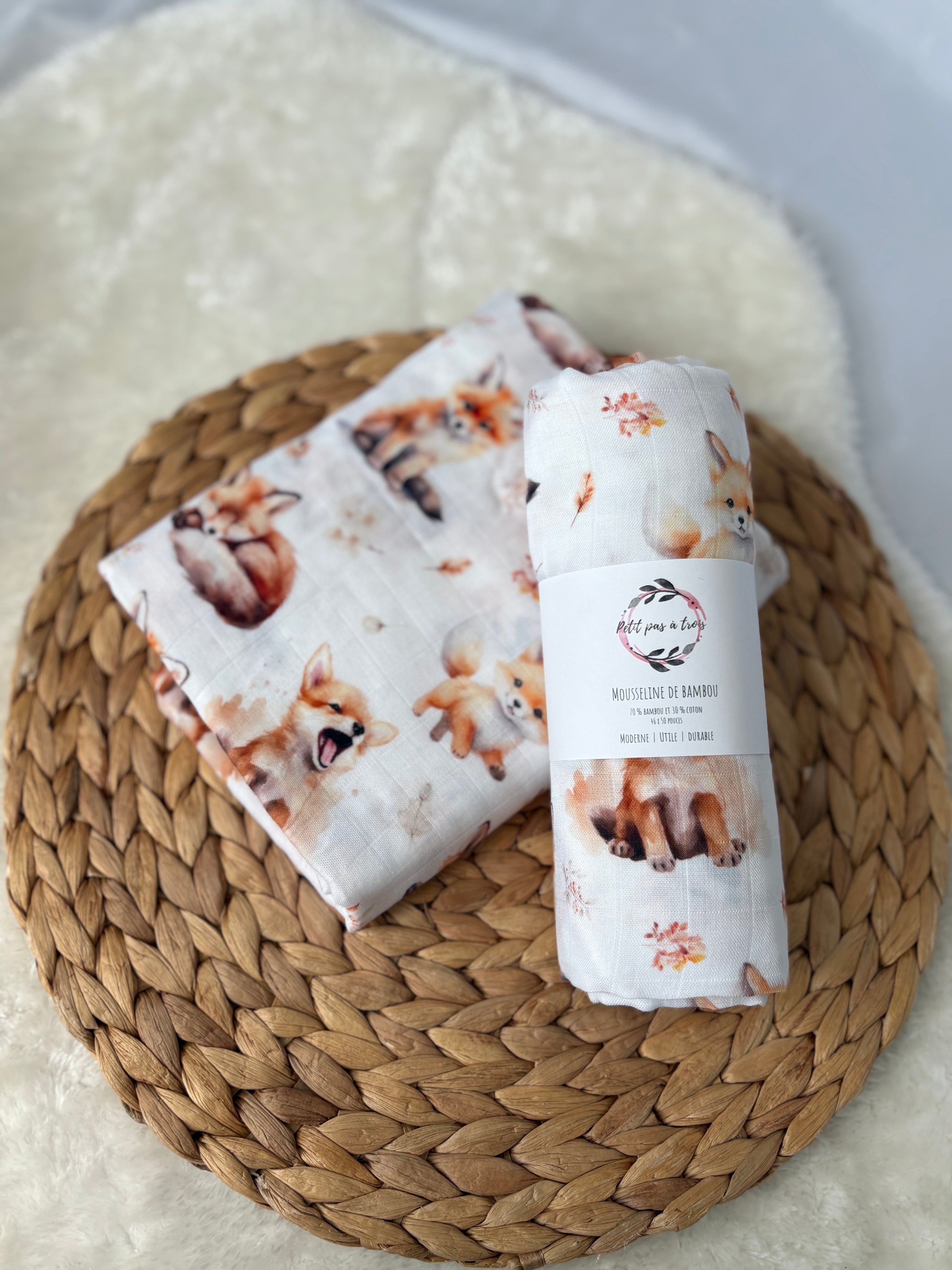 Mousseline de bambou - Renard pastel