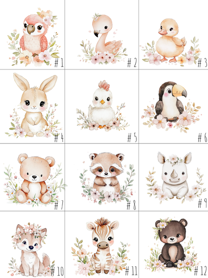 Doudou de naissance personnalisée -  Animaux fleuris