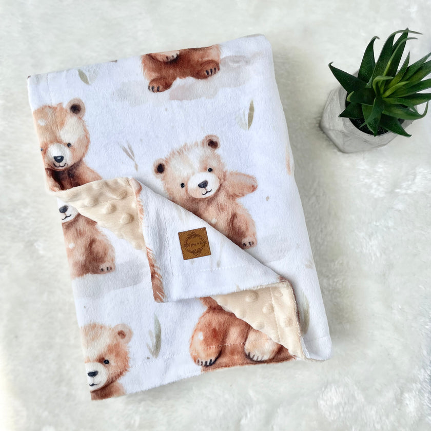 Couverture en minky - Oursons mignons
