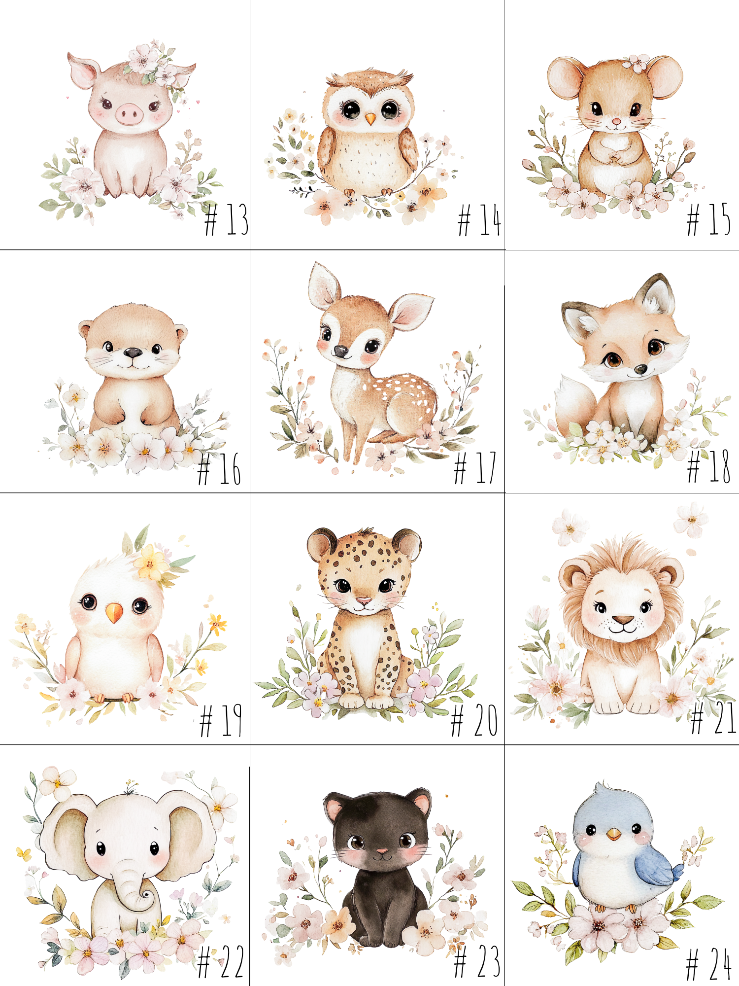 Doudou de naissance personnalisée -  Animaux fleuris