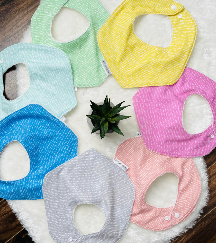 Bavoir évolutif  - Picot fond gris