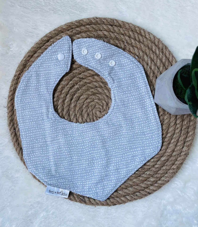 Bavoir évolutif  - Picot fond gris