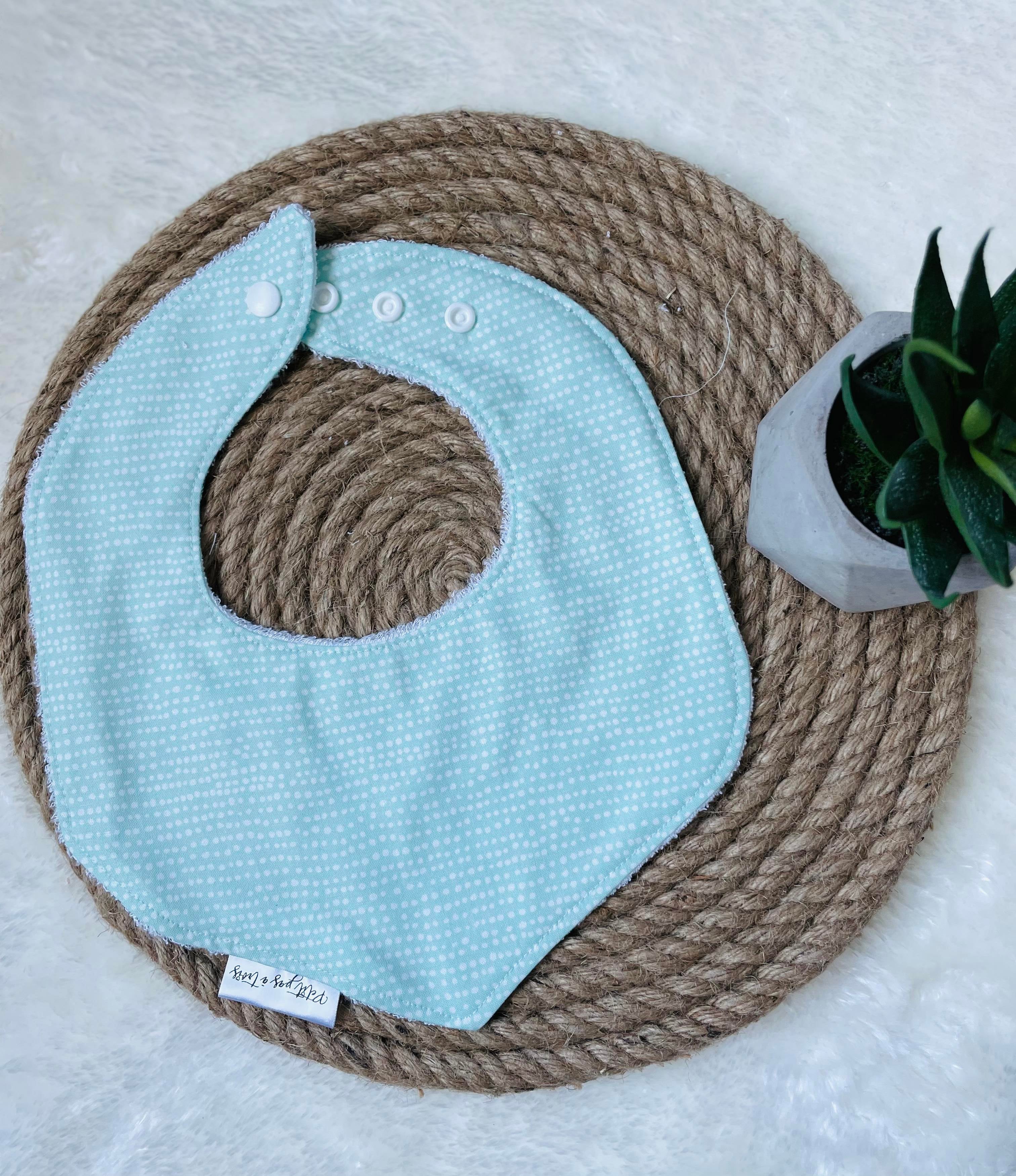 Bavoir évolutif - Picot fond turquoise