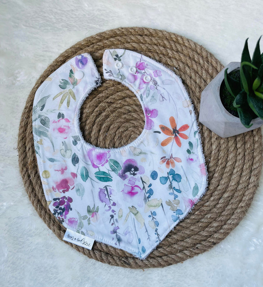 Bavoir évolutif - Fleurs aquarelles