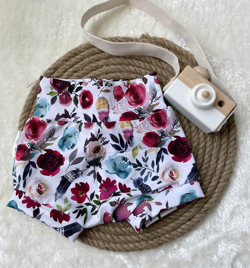 Précommande - Short évolutive - Fleurs bourgognes