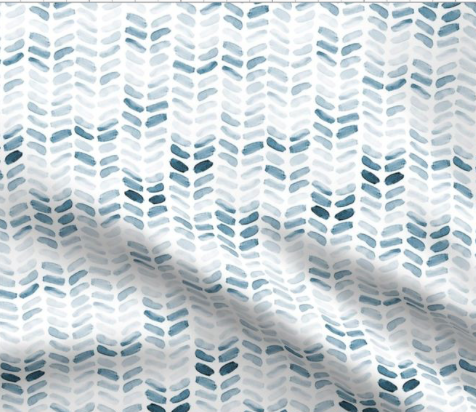 Doudou de dentition en coton organique - Chevron aquarelle bleu