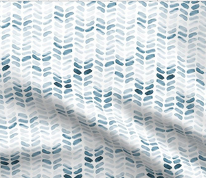 Couverture en coton/minky - Chevron aquarelle bleu