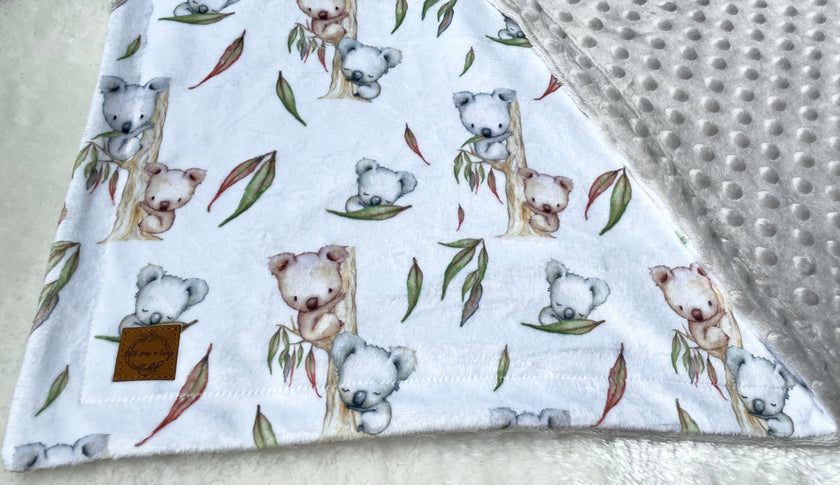 Couverture en minky - Koala feuillage