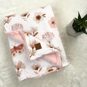 Couverture en minky/fourrure - Floral blush