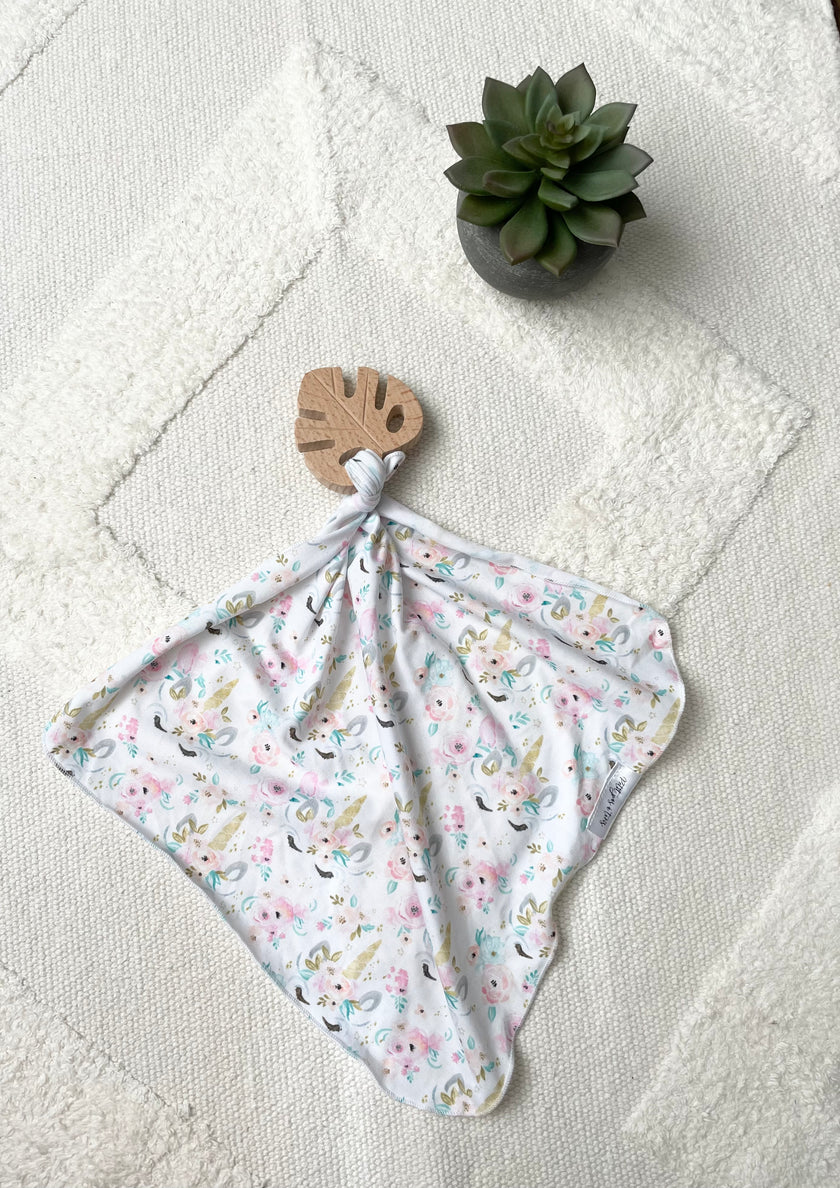 Doudou de dentition en coton organique - Licorne