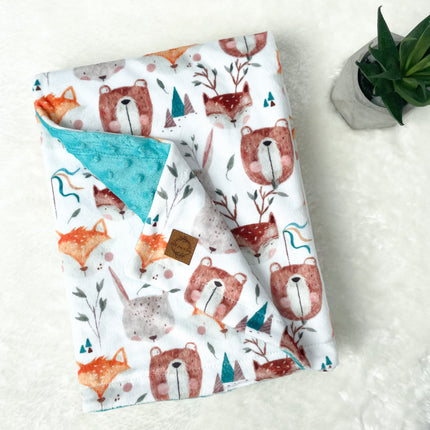 Couverture en minky - Amis de la forêt