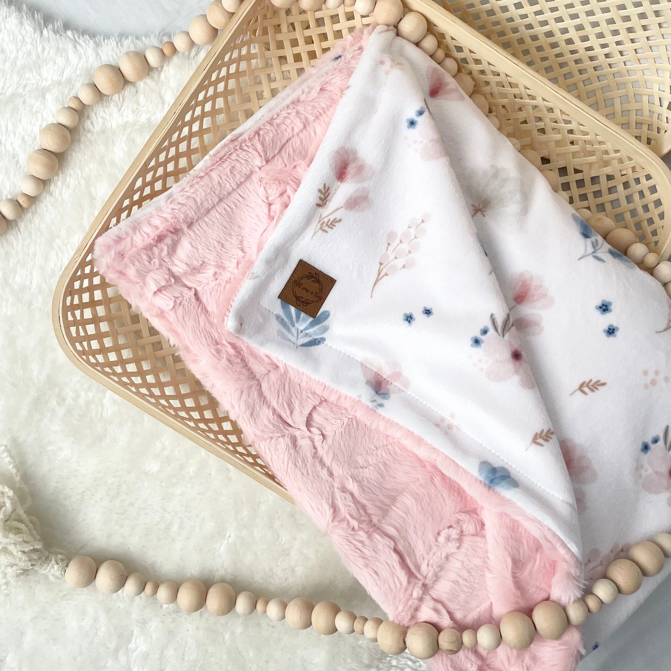 Couverture minky/fourrure - Floral boho pastel