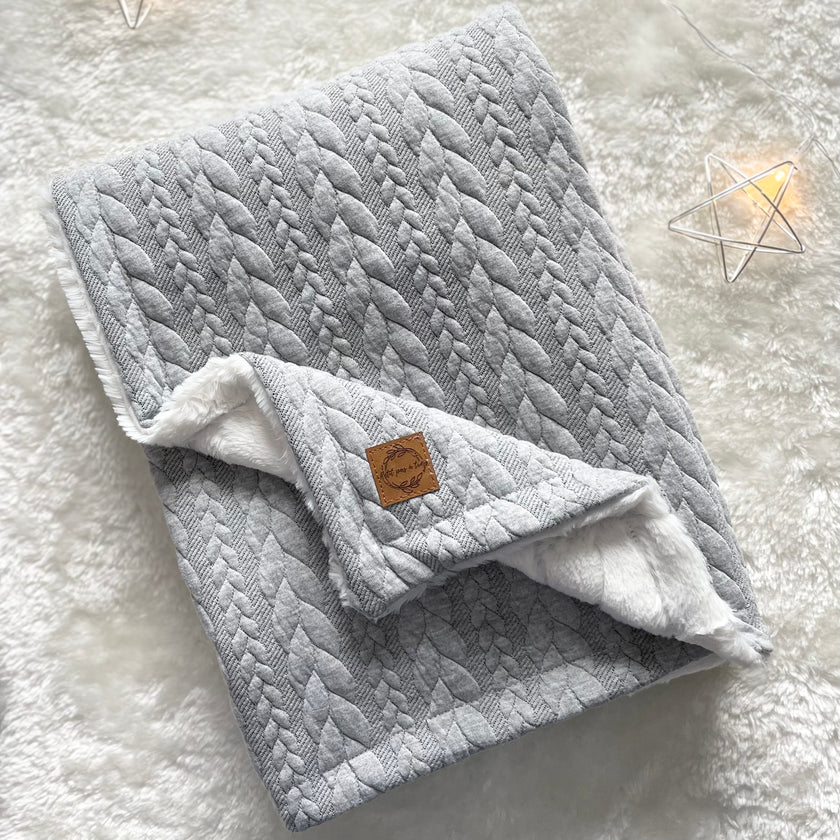 Couverture tricot - Gris chiné