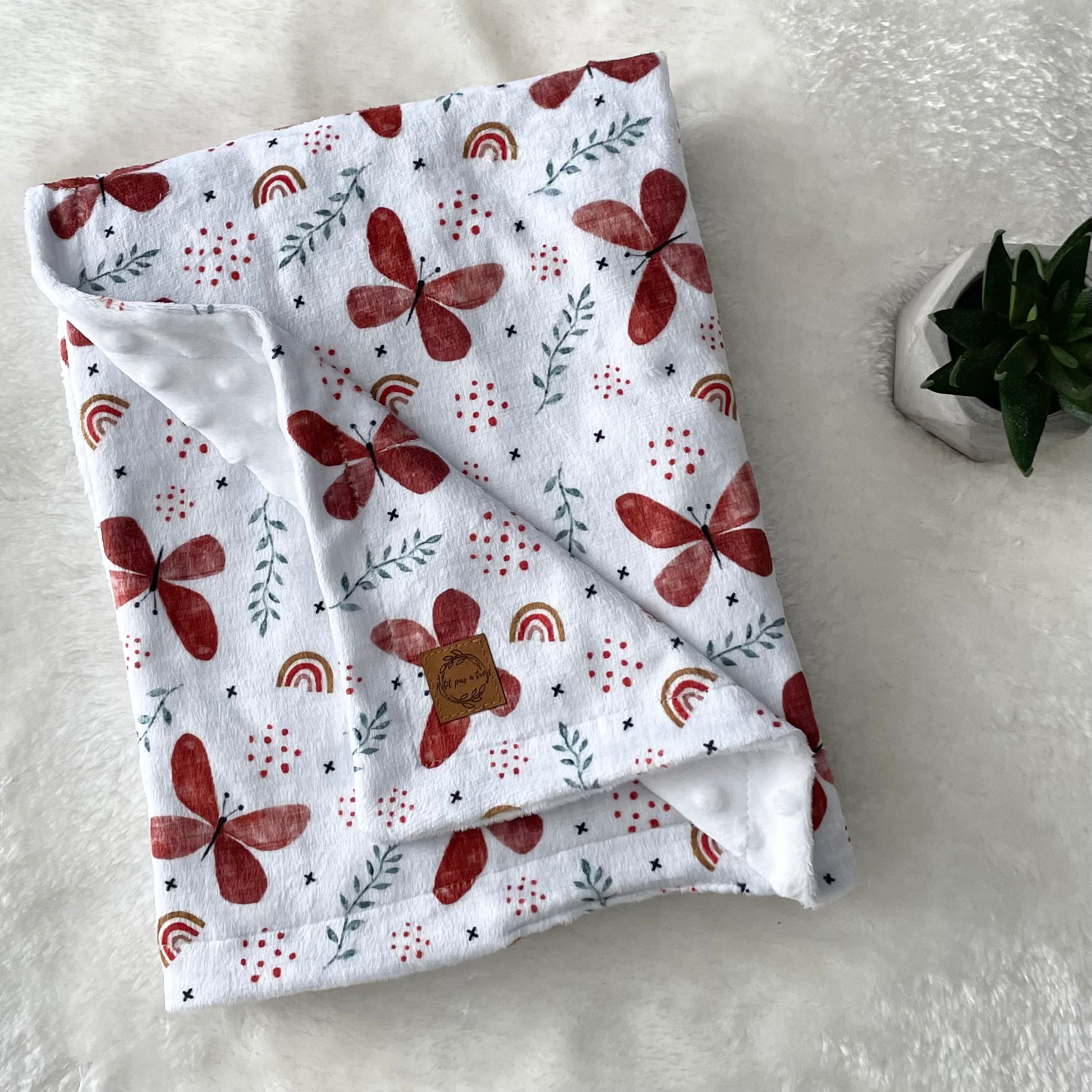 Couverture en minky - Papillons rouilles