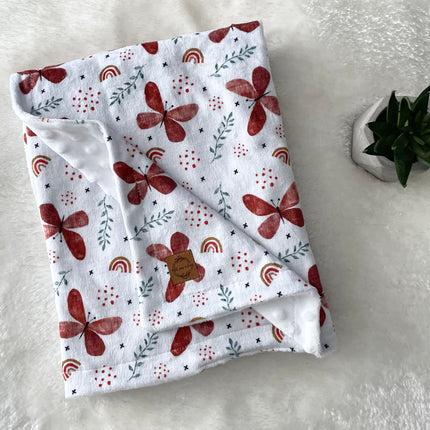 Couverture en minky - Papillons rouilles