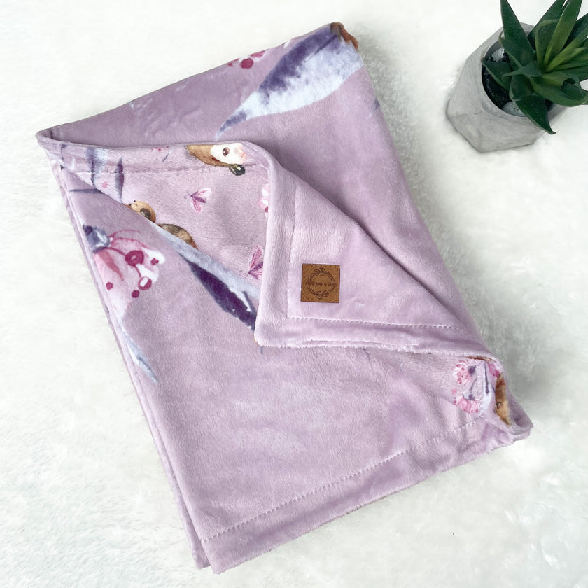 Doudou recto-verso - Loutres fond mauve