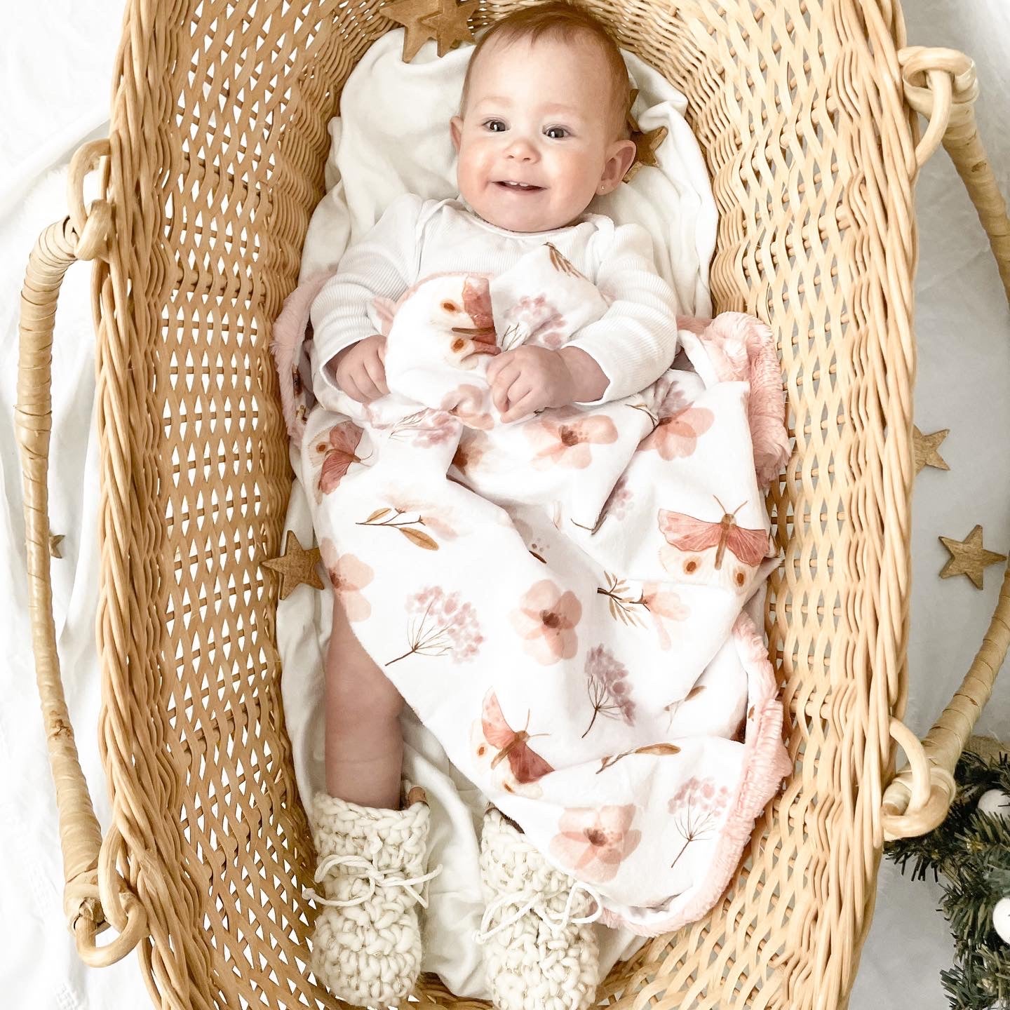 Couverture en minky/fourrure - Floral blush