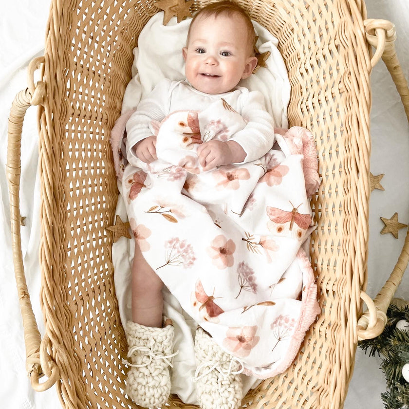 Couverture en minky/fourrure - Floral blush