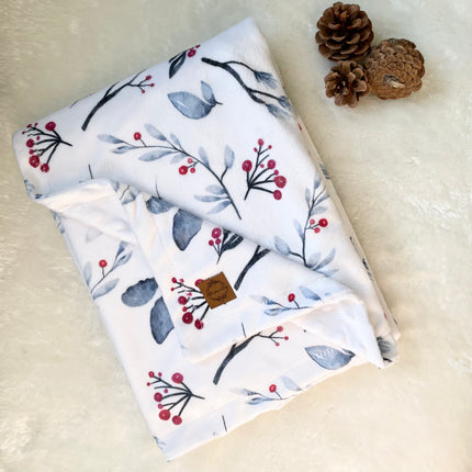 Couverture en minky - Feuilles de gui