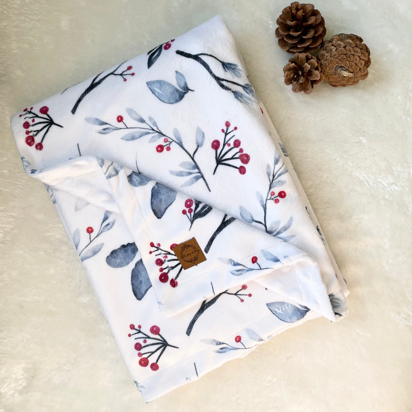 Couverture en minky - Feuilles de gui