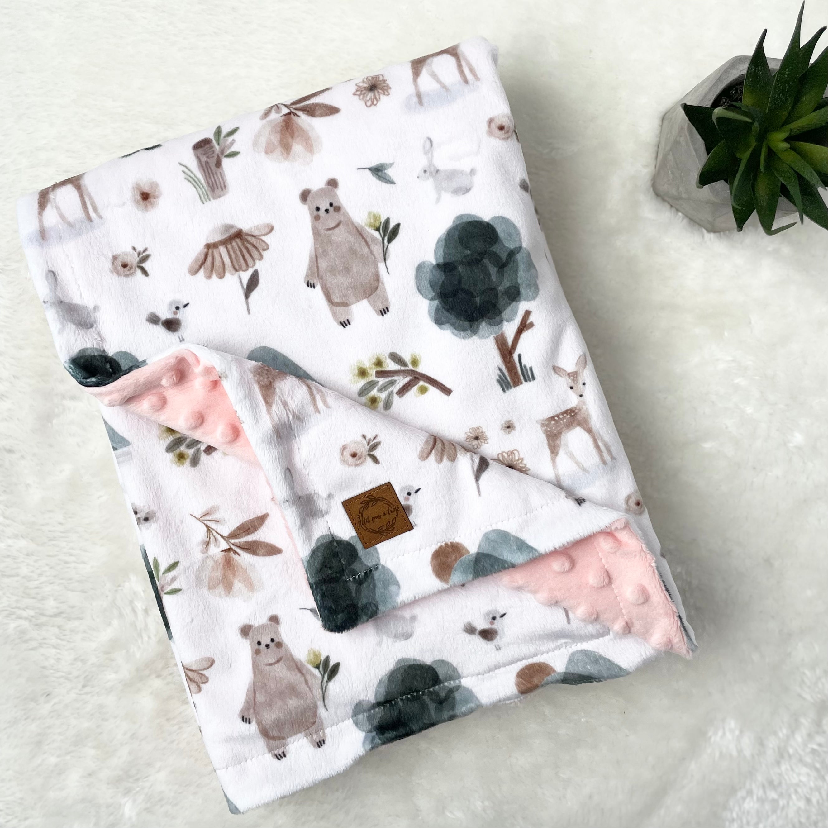 Couverture en minky - En forêt fleuris