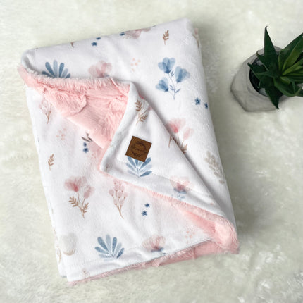 Couverture minky/fourrure - Floral boho pastel