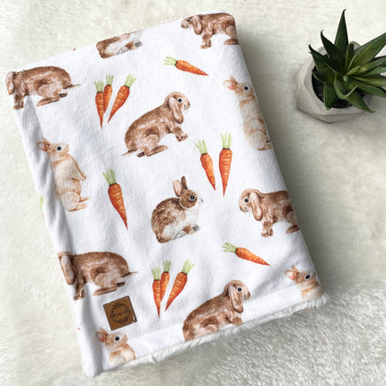 Couverture minky/fourrure - Petits lapins