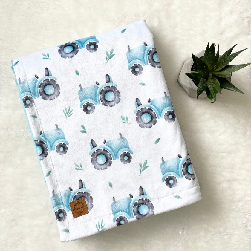 Couverture en minky - Tracteur bleu