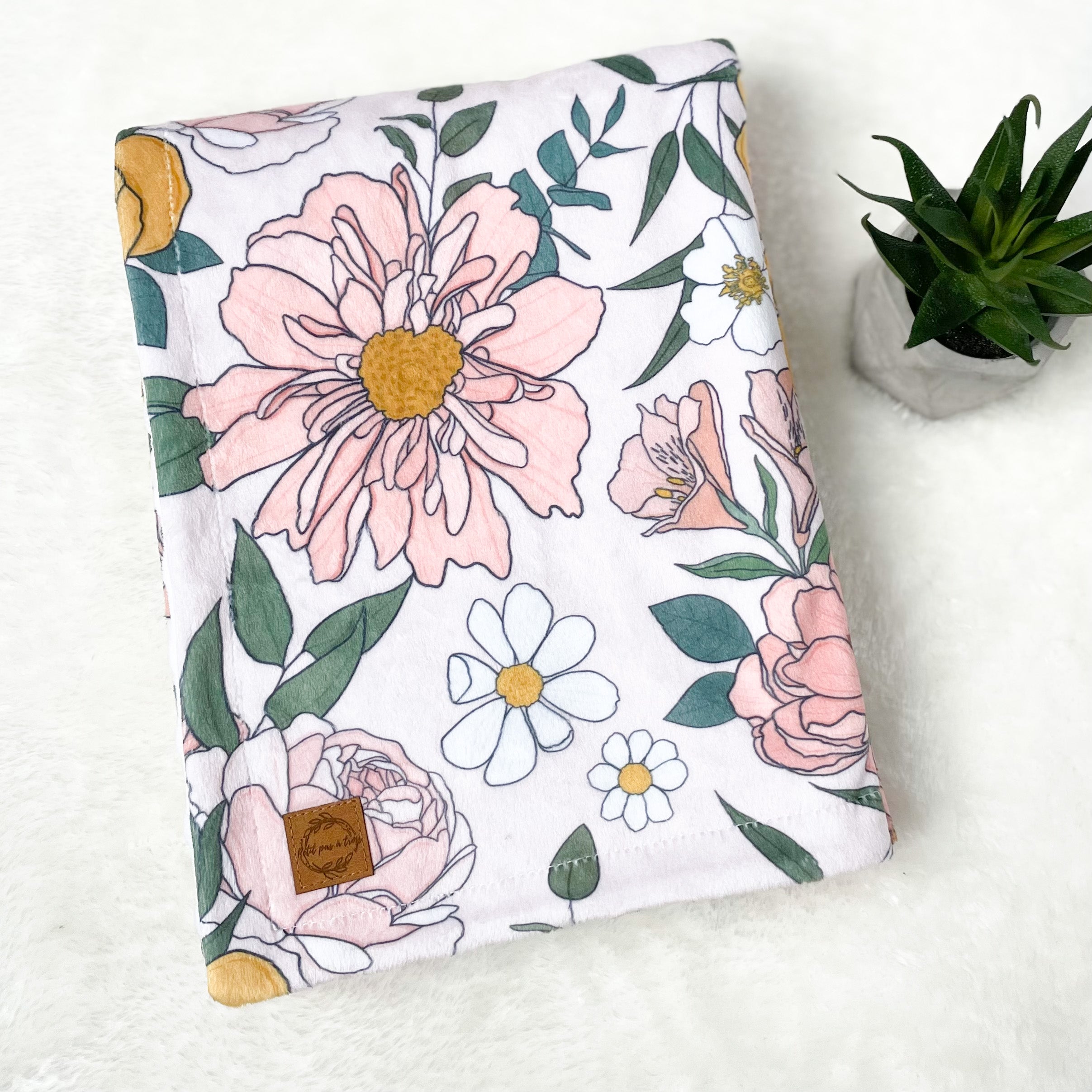 Couverture en minky - Pivoines roses