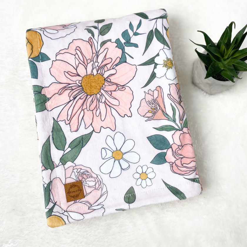 Couverture en minky - Pivoines roses