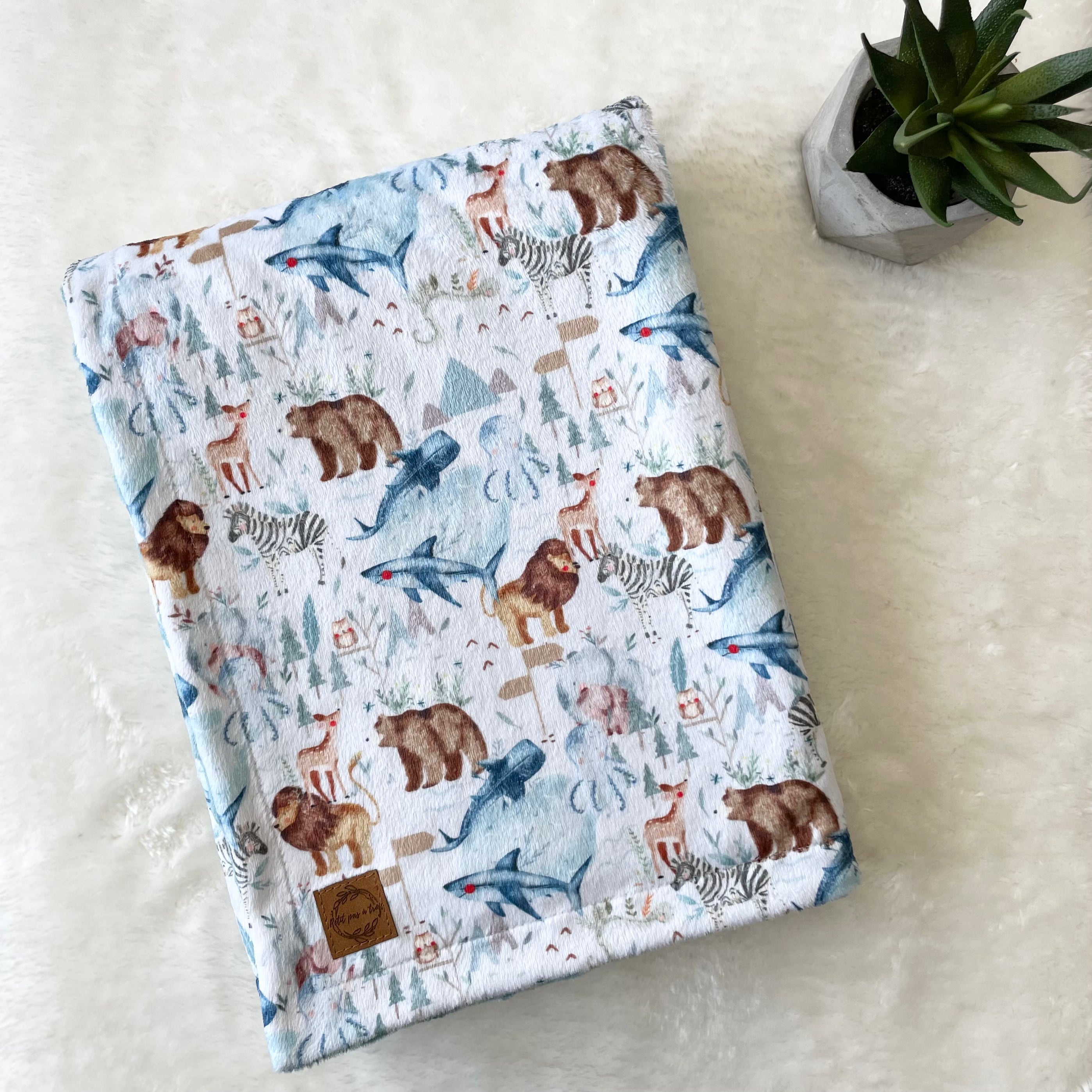Couverture en minky - Au zoo