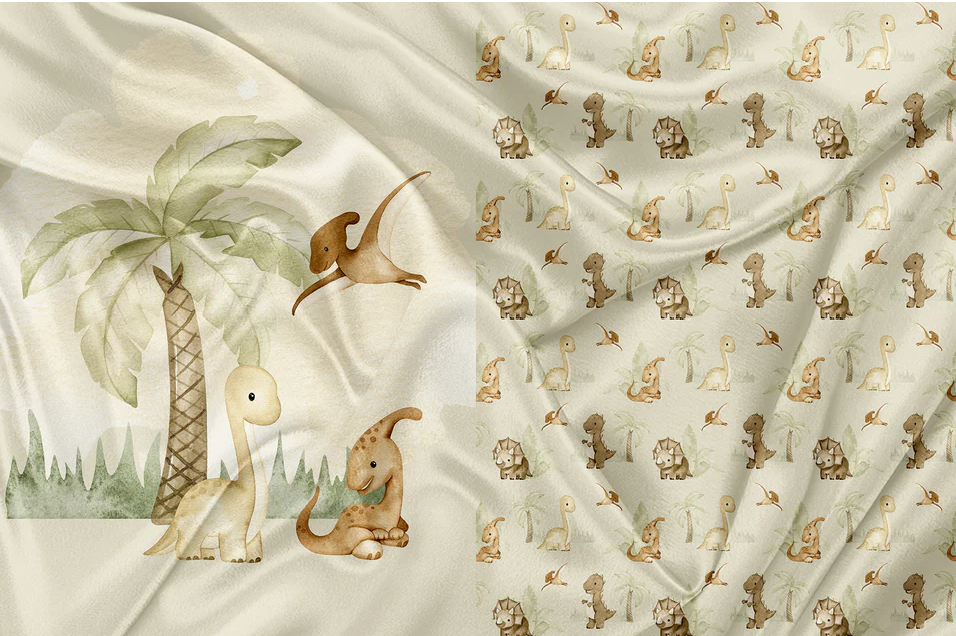 Doudou recto-verso - Dino palmier
