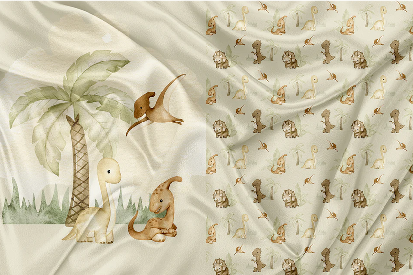 Doudou recto-verso - Dino palmier