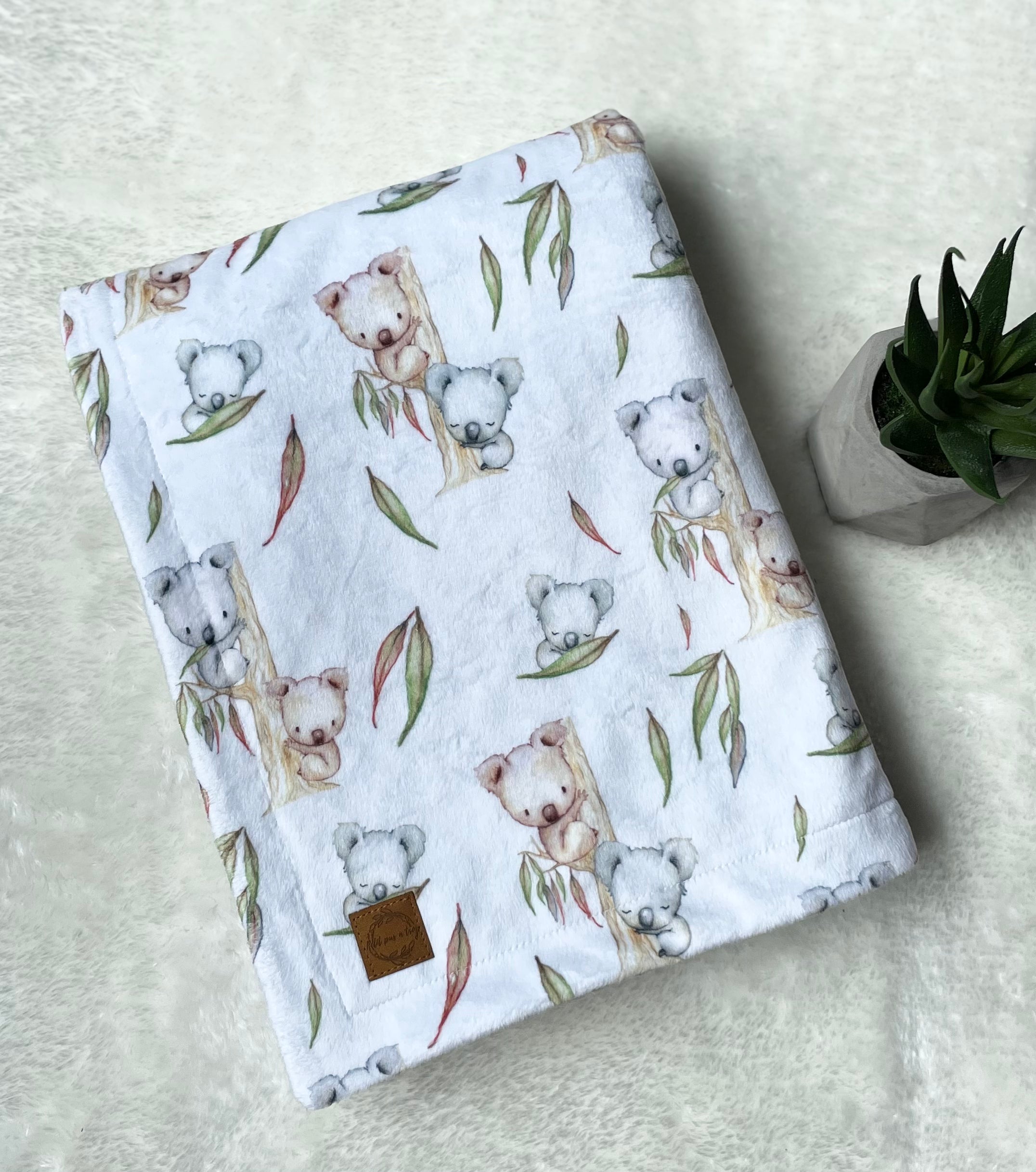 Couverture en minky - Koala feuillage