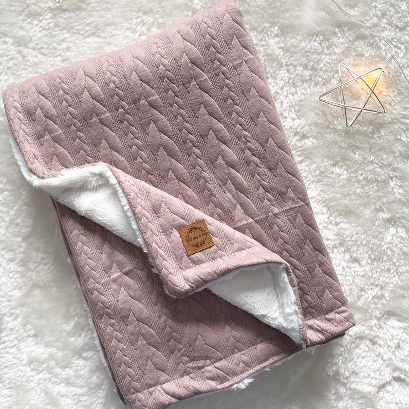 Couverture tricot - Vieux rose