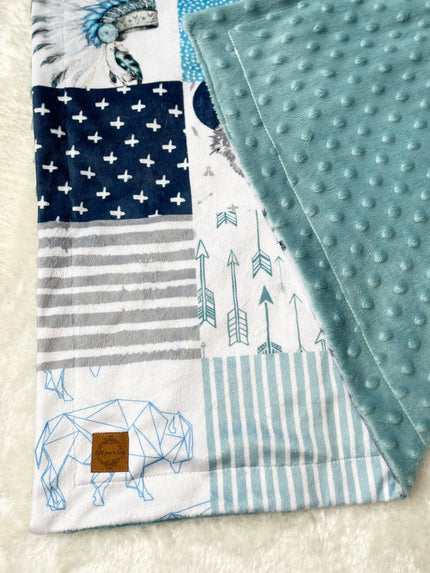 Couverture en minky - Loup style courte-pointe