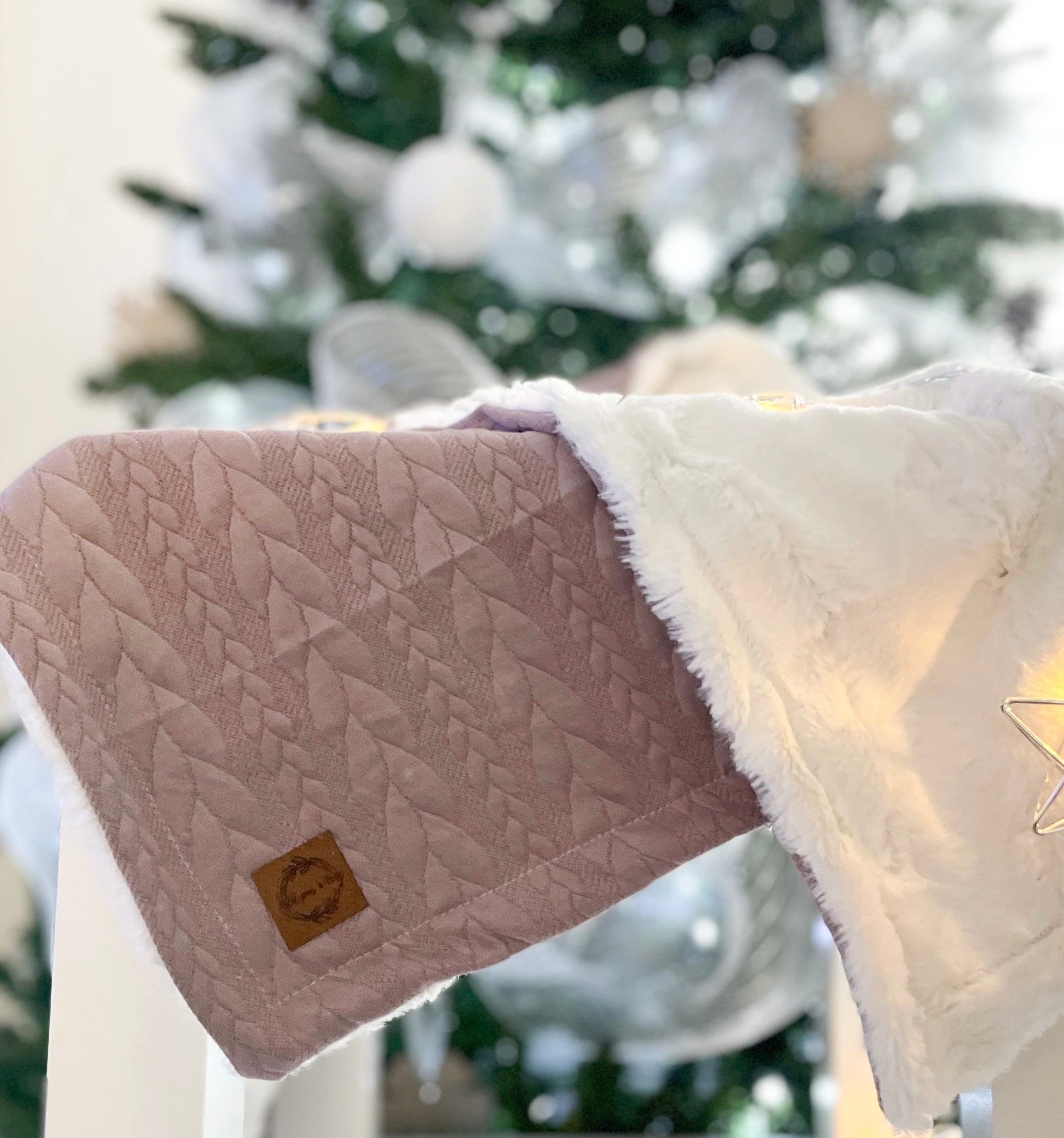 Couverture tricot - Vieux rose